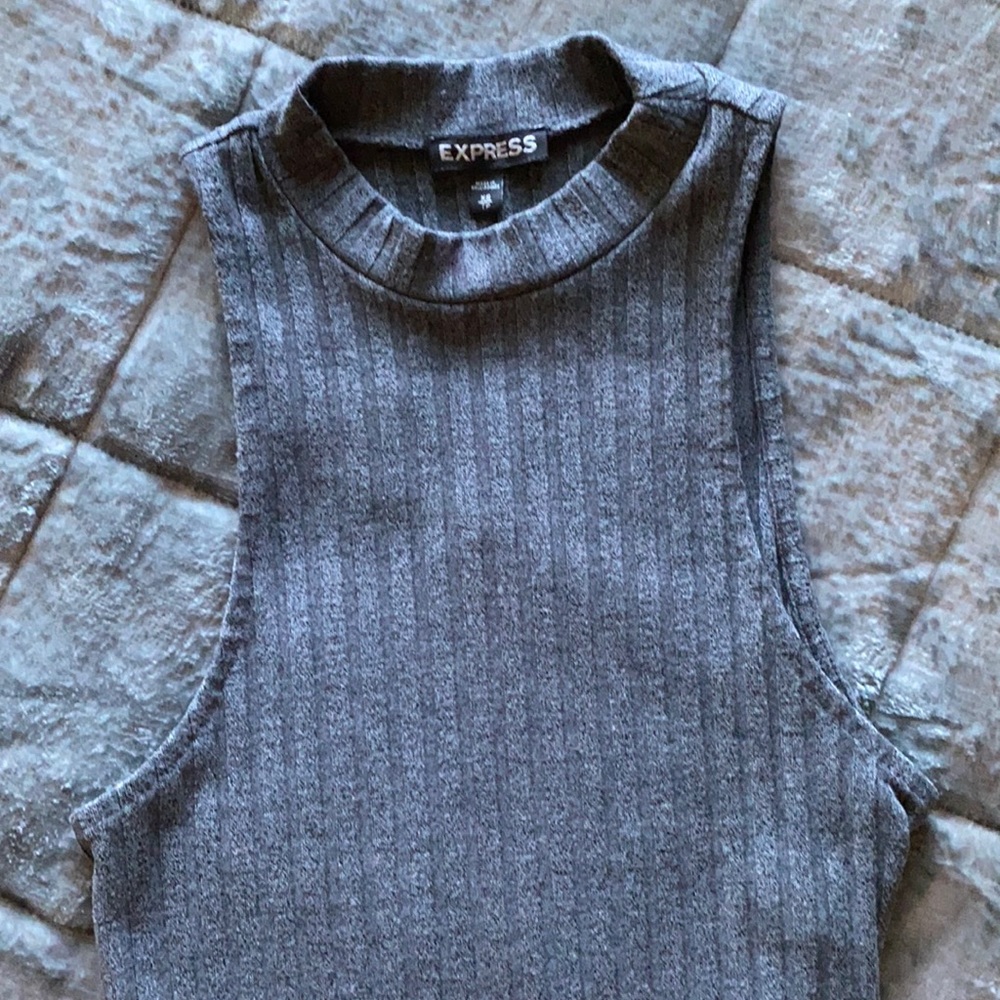 Express asymmetrical ribbed tank top